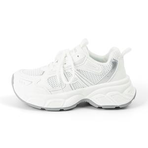 HUANQIU Антискользящие и износостойкие низкие массивные кроссовки для женщин с эффектом увеличения роста - белый серебристый, цвет White Silver