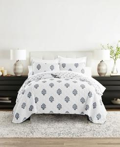 Двусторонний комплект постельного белья Stamped Bloom, 2 предмета, размер Twin/Twin XL ienjoy Home, Dusk Blue