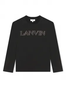Футболка с вышитым логотипом Lanvin Enfant, черный