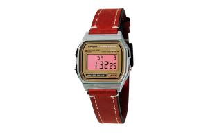 CASIO Ретрофит серия электронный механизм натуральный кожаный ремешок часы мужские gold циферблат