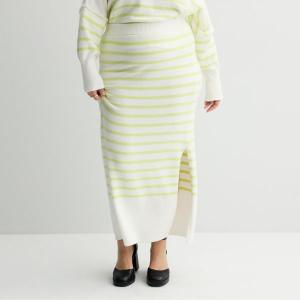 Юниорская вязаная макси-юбка плюс сайз So, цвет white lime stripe