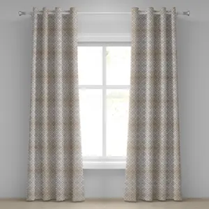 Бежево-коричневая штора на люверсах ABAKUHAUS, классический узор в стиле рококо с абстрактными и художественными мотивами листьев, декоративные двухпанельные шторы, 280 см x 245 см, бежево-коричневый цвет Abakuhaus