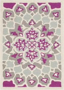 Ковер SAFAVIEH, 61 x 92 см, Bellagio Collection, Grey & Ivory, ручной работы из шерсти с медальоном, идеален для помещений с высокой проходимостью: прихожая, гостиная, спальня (BLG610E)