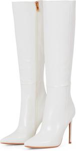 Женские высокие сапоги Elisabet Tang высотой до колена, 4 дюйма, с высоким каблуком-стилето, заостренным носком, кожаные и замшевые, удобные и сексуальные, Chaste White