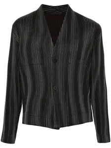 Пиджак Tweed Pleats без воротника Homme Plissé Issey Miyake, черный