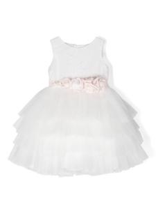 Mimilù платье с цветочной аппликацией и кружевом, белый