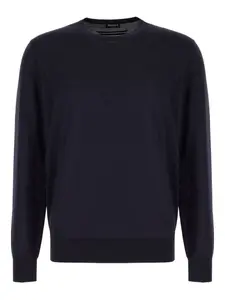 Свитер с круглым вырезом из кашемира и шелка Zegna, синий