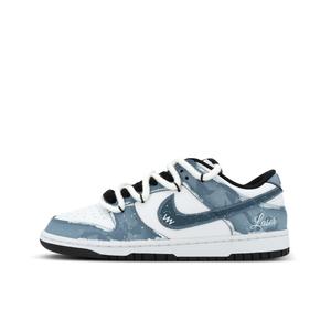 Dunk Gorilla Mischief XJDD Patchy Denim Low Top Skateboard Shoes Unisex Blue White Nike, синий белый