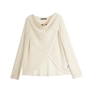 ELLE Трикотажная кофта Women's Beige Yellow Crew Neck Moderate Others
