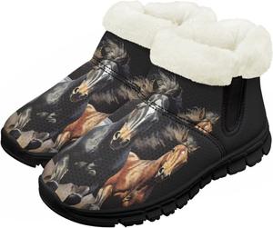 Мальчики Девочки Зимние теплые ботинки Нескользящие легкие уличные ботинки для ходьбы в холодную погоду Chririnla, Western Horse