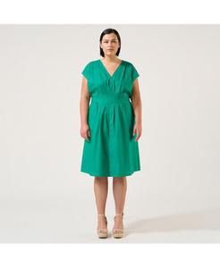 Мини-платье из хлопка Rebekah больших размеров ESTELLE, Emerald