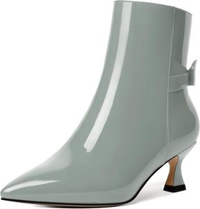 Женские ботильоны MERRORI с острым носком, застежкой-молнией, лакированной отделкой, низким каблуком-шпилькой 2 дюйма, Grey