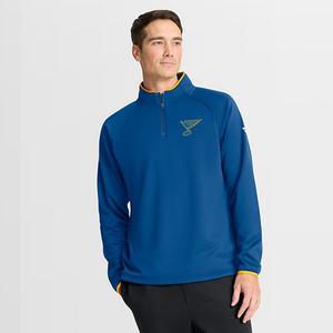 Мужской синий свитер с молнией на четверть St Louis Blues Authentic Pro Rink Raglan Fanatics