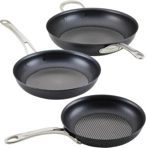 Набор сковородок Anolon X Hybrid с антипригарным покрытием, 21/25/30 см, темно - серый / черный