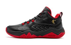 QIAODAN Баскетбольные кроссовки средней высоты с амортизацией, износостойкие, мужские, черно-красные