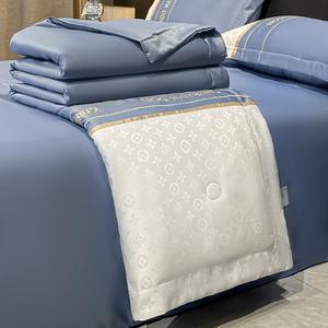 Fuanna Комплект постельного белья из 4 предметов (простыня 150 см, пододеяльник 200х230 см, 2 наволочки), ткань ледяной шелк, цвет Louis - Blue-Gray