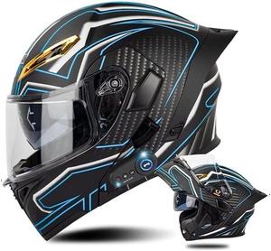 Шлем мотоциклетный Dirertys Bluetooth, черный / синий / белый