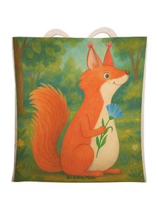 Mr. & Mrs. Panda Сумка-шоппер с изображением белки и цветов, без надписи, белого цвета