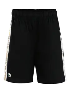 Шорты с полосками по бокам и логотипом Lacoste Kids, черный