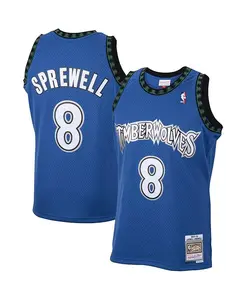 Мужская майка Latrell Sprewell Blue Minnesota Timberwolves 2001/02 Hardwood Classics Swingman Mitchell & Ness