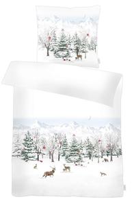 Постельное белье из фланели, 135x200 см, хлопок Apelt, лесной зеленый/белый/коричневый