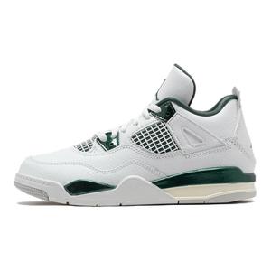 Air 4 устойчивые к истиранию мид-топ детские повседневные кроссовки white green kids' Jordan, зеленый