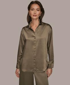 Женская тканая рубашка на пуговицах Donna Karan Weekend, Khaki Green
