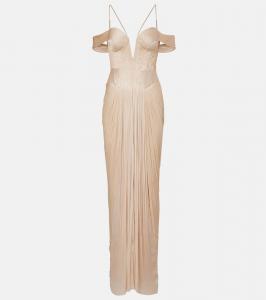 Платье-бюстье Camilla из металлизированного шелкового тюля Maria Lucia Hohan, Desert