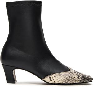 Женские ботильоны с низким каблуком, закрытым квадратным носком, широким каблуком, на молнии, повседневные, удобные для офиса ZodyBoer, Black/Snake