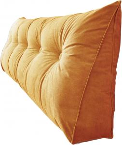 Двустороннее изголовье для сидения и лежа, клиновидная подушка для чтения, подушка для поддержки положения во время чтения, подушка для спины и поясницы, мягкая и дышащая подушка для спины во время чтения (цвет: оранжевый) COZMAX, Orange