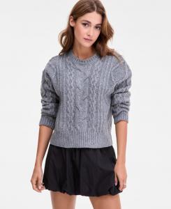 Женский укороченный свитер крупной вязки Bar III, Mercury Grey