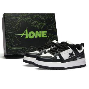 A1 Унисекс скейтерские кросcовки с противоскользящим и износостойким покрытием низкие черно-белые (эксклюзивная коробка) + бесплатные высокие носки