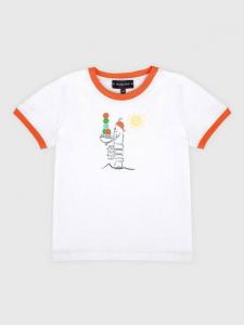 Детская футболка с принтом креветок из хлопка Armor Lux, Blanc