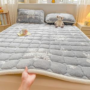 Yalu Матрас 200х220 см, A-класс, молочный флис, зимний, утепленный, цвет снежинки серый