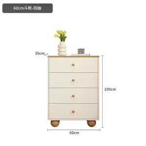 Yu Senyi Комод 60 см для спальни и гостиной из массива дерева и эко-доски, настенный или напольный, 4 ящика