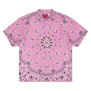 Рубашка Supreme Bandana Silk Short-Sleeve Shirt, Pink