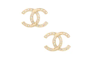 Кристальные серьги-гвоздики с логотипом Cc ABA157 CHANEL, золото