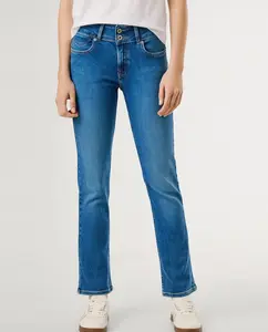 Женские прямые джинсы средней посадки с эффектом push-up Pepe Jeans, синий