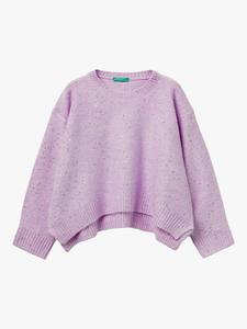 Детский свитер с пайетками и круглым вырезом Benetton, Violet