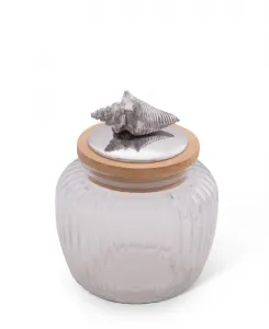 Стеклянная банка для хранения продуктов на кухне с резиновой герметичной крышкой, ручка с рисунком морских ракушек Arthur Court, серебряный