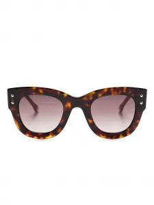 Солнцезащитные очки в круглой оправе Carolina Herrera, коричневый