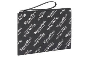 KENZO Кожаная клатч из коровьей кожи большого размера унисекс черный