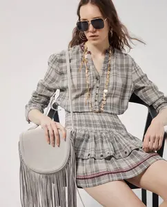 Блуза в клетку Sfera, цвет Piedra