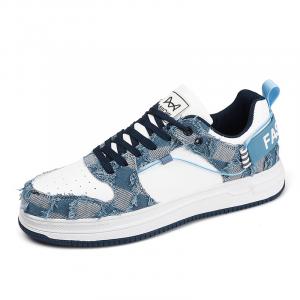 MIIOW Антискользящие износостойкие низкие скейтерские кеды мужские бело-синие, цвет White Blue