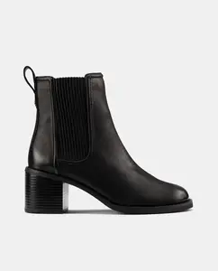 Женские ботинки Chelsea Chamberly Top из кожи с резиновой подошвой Clarks, черный