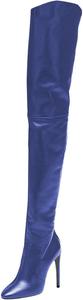 Женские сапоги FSJ с острым носком, на шпильке, выше колена, с боковой молнией, из лакированной кожи, зимние, размеры 4-15 US, Dark Blue