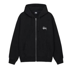 Худи Stussy Basic Logo Zip Up Hoodie, черный