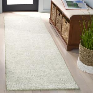 Ковер SAFAVIEH, 69 x 244 см, Metro Collection, ковер-дорожка, Sage/Ivory, геометрический рисунок, идеален для помещений с высокой проходимостью в гостиной, спальне, столовой (MET999W)