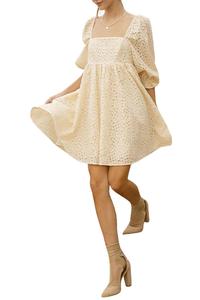 Кружевное мини-платье-бэби долл в ванильном цвете STORIA, Vanilla