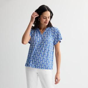 Укороченный топ с регланом и сборками Croft & Barrow, цвет blue soft tile